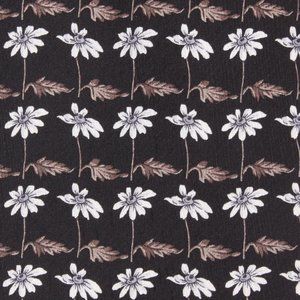 LEONARD STUDIO Floral Daisy Print on Black Sleek Silk Neck Tie